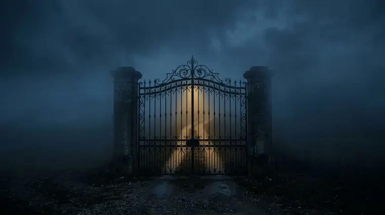 A gate at dusk, cover image for After the Gate
